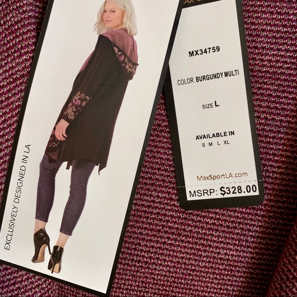 MAX SPORT Hooded Sweater Duster Floral Print - Picture 3 of 8